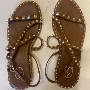 Classic Leather Studded Sandals. Chic.